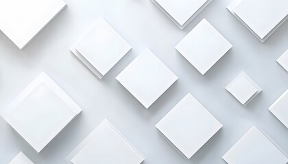 Fototapeta premium Abstract geometric design of overlapping white squares.