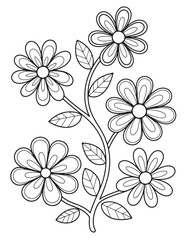 Cluster of Blooming Daisies - Intricate Botanical Coloring Page for Adults and Kids