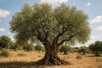 Majestic ancient olive tree landscape.