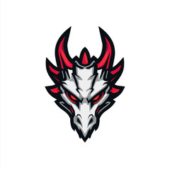 Dragon Head Logo Design: A fierce and dynamic dragon head logo, featuring bold red horns and piercing red eyes. This design is perfect for gaming, esports.