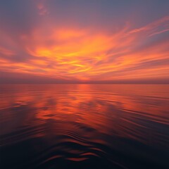 Fototapeta premium Sunset sky glowing with orange and pink over quiet water