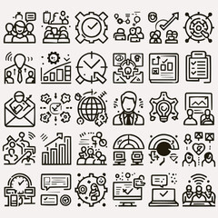 Business and Work-Themed Line Icons