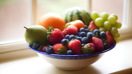 Fresh fruits and vegetables in a circular arrangement, celebrating nature's vibrant bounty.