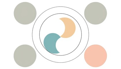 Modern Symbolism: Abstract Composition of Circular Elements with Harmonious Color Palette for Creative Designs