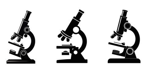 Microscope vector collection & Set of microscope silhouette vector designs, A set of minimalist black silhouette of microscope, color Vector illustration, Vector Graphic, EPS 10.