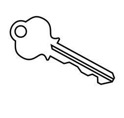 Cute cartoon hand drawn vector key line art.