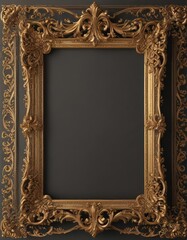 Ornate gold frame, classic scroll & floral design, border, metallic, wedding