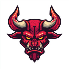 Fiery Demon: A fierce, red demon with sharp horns and an angry gaze stares directly at the viewer, a symbol of rage and power, rendered in striking illustration.