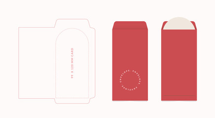 Luxury Envelope die cut and mock up template, Vector illustration. Envelopes mockup front and back view.	
