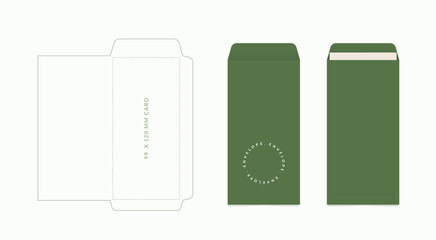 Luxury Envelope die cut and mock up template, Vector illustration. Envelopes mockup front and back view.	
