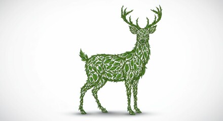 Obraz premium Green leaf deer illustration isolated