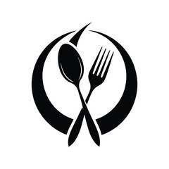 Fork and Spoon Silhouette – Food Icon for Culinary Design