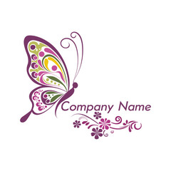 Elegant Floral Butterfly Logo Design with Company Name Placeholder
