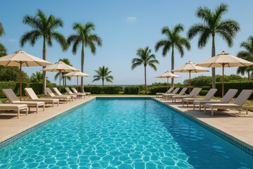 Luxurious tropical poolside paradise.