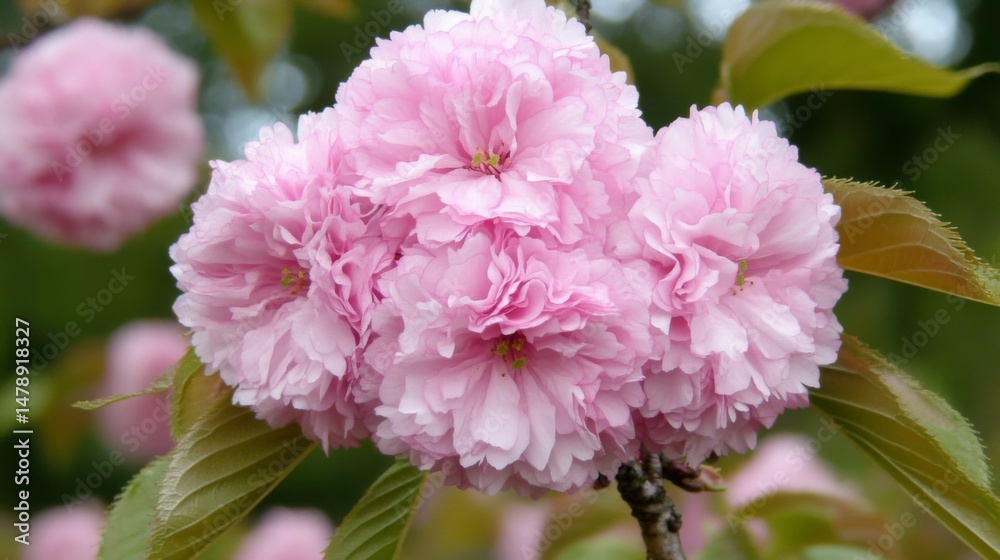 Poster a close-up of a single cherry blossom flower with intricate details, showcasing its soft pink hue an
