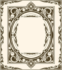 Drawn decorative ornate retro floral blank scroll template
