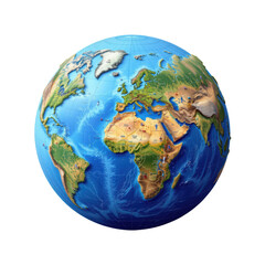 Fototapeta premium A colorful, detailed globe showing continents, oceans, and topographical features of the Earth.