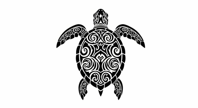 Detailed illustration of a turtle in black and white