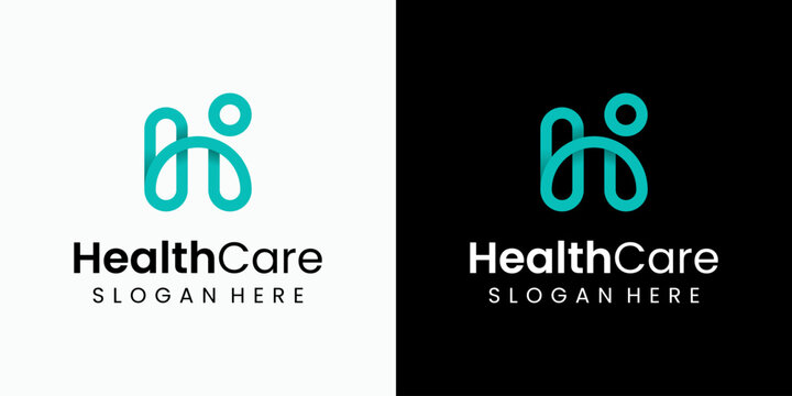 Vector logo design of letter H in the shape of a person with modern, simple, clean and abstract style. Icon for business, health care, coaching and personal branding.