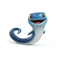 Obraz premium Animated salamander: A charming illustration of a friendly salamander, its skin a vibrant blue, exuding warmth and joy, with a cheerful grin that promises playful adventures.