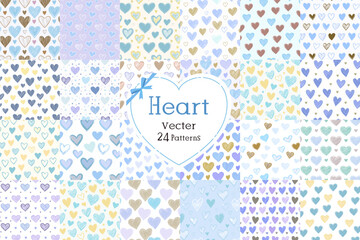 ブルーのハート柄の様々な模様のシームレスベクタースウォッチパターン