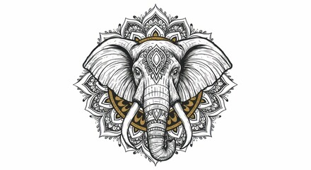 Decorative elephant head with intricate mandala design