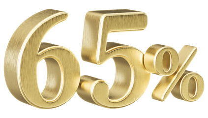 3D Golden 65 Percent Discount Number Promotion