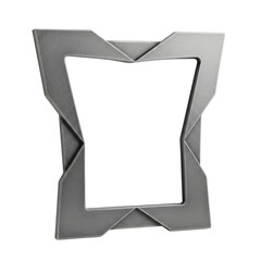 Modern, abstract, gray frame with unique geometric shape on black background