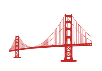 Fototapeta premium Golden gate bridge red illustration isolated on transparent background