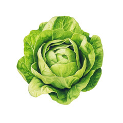 Butterhead lettuce head isolated on transparent background