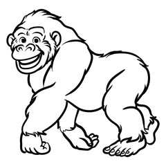 gorilla for coloring book with white background