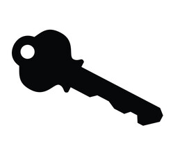 Cute cartoon hand drawn vector key silhouette.