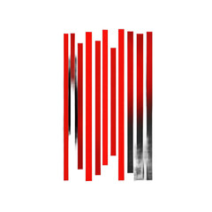 Red and black vertical bars on white background
