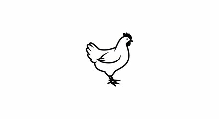 Obraz premium Chicken icon, minimalistic black and white design