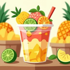 Special drink of colorful summer fruits
