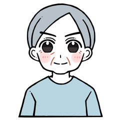 凛々しく微笑む老人男性のイラスト