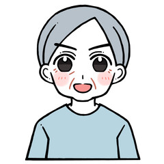 凛々しく笑う老人男性のイラスト