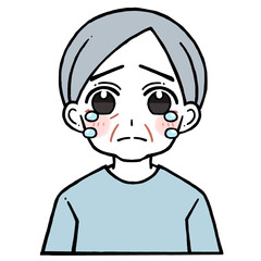 悲しそうに涙を流して泣く老人男性のイラスト