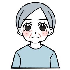 驚いた顔の老人男性のイラスト
