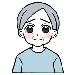 困り顔で微笑む老人男性のイラスト