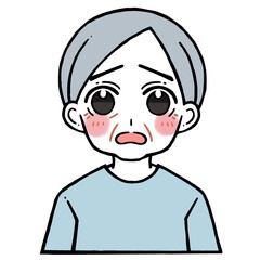 照れる困り顔の老人男性のイラスト