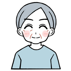 笑顔で微笑む老人男性のイラスト