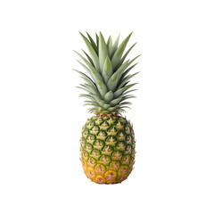 Fototapeta premium A single fresh pineapple isolated on white background with realistic texture and leafy crown