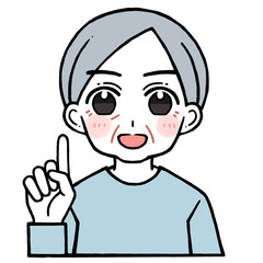 1を出す老人男性のイラスト