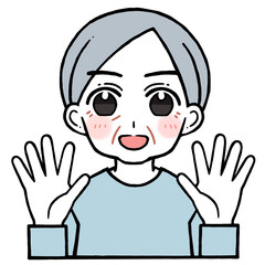 10を出す老人男性のイラスト