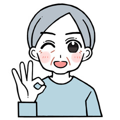 OKポーズをする老人男性のイラスト