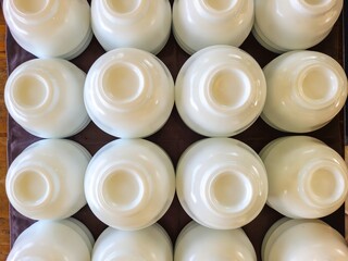 top view of white bowl set upside down