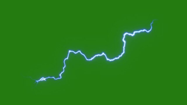 Thunder top high Resolution effect green screen,on green screen isolated with chroma key, Green screen 4K animation, isolated on green screen background.