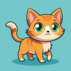 Obraz premium Vector illustration of a cute cartoon cat with big eyes