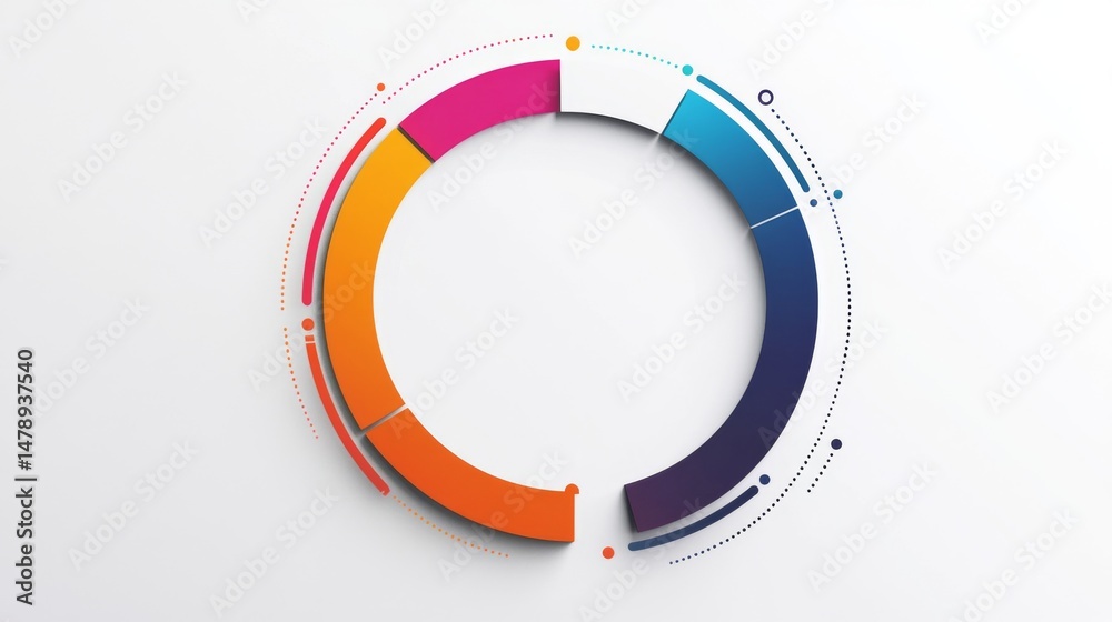 Leinwandbilder Circular infographic chart with multiple data rings in gradient colors on a white background, representing layered information